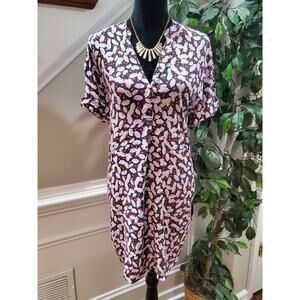 Anna Glover Women Multicolor V-Neck Short Sleeve Casual Knee Length Dress Size 8